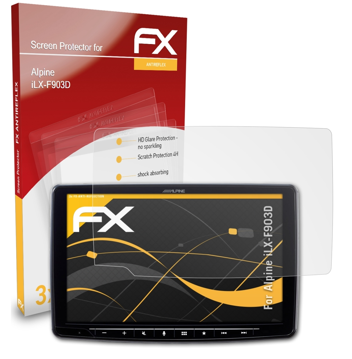 Alpine iLX-F903D) ATFOLIX Displayschutz(für 3x FX-Antireflex