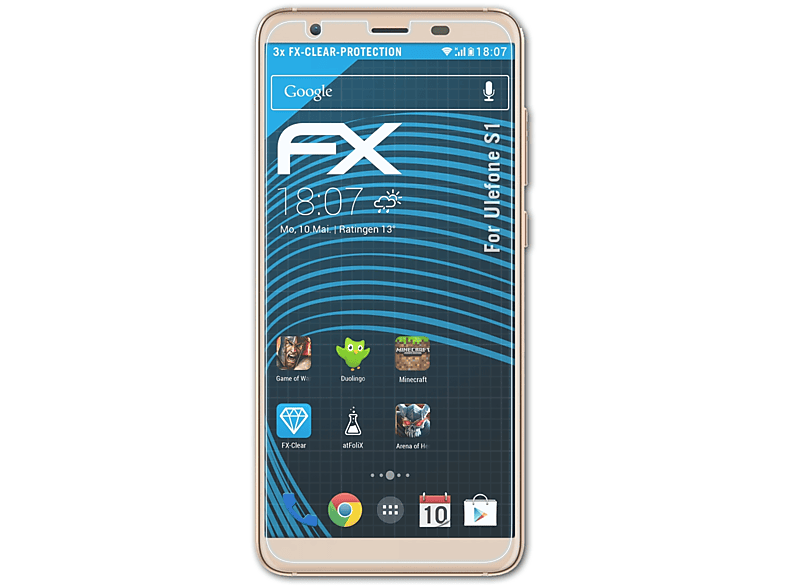ATFOLIX 3x FX-Clear Displayschutz(für Ulefone S1)