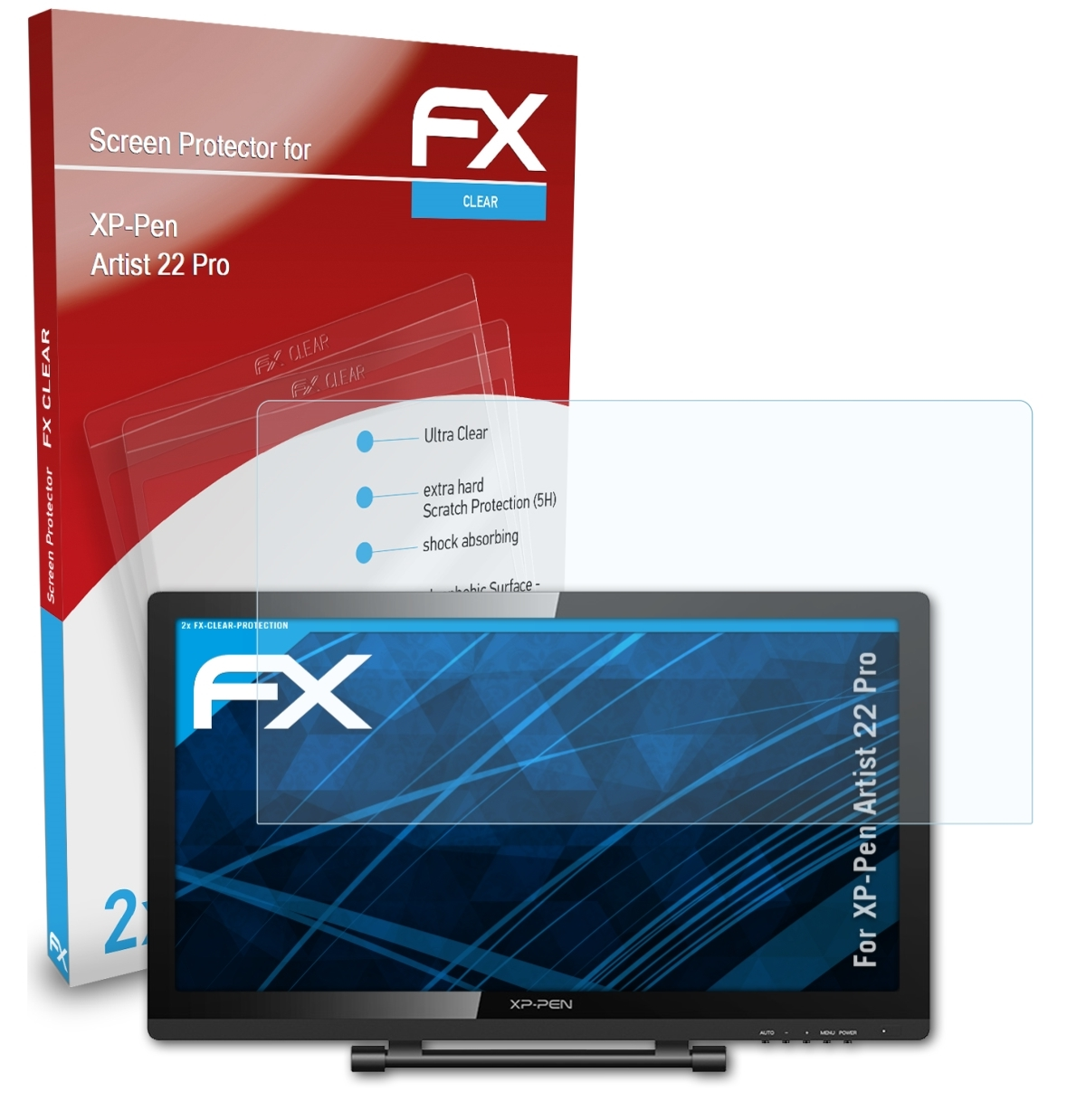 22 Displayschutz(für ATFOLIX FX-Clear Artist XP-PEN 2x Pro)