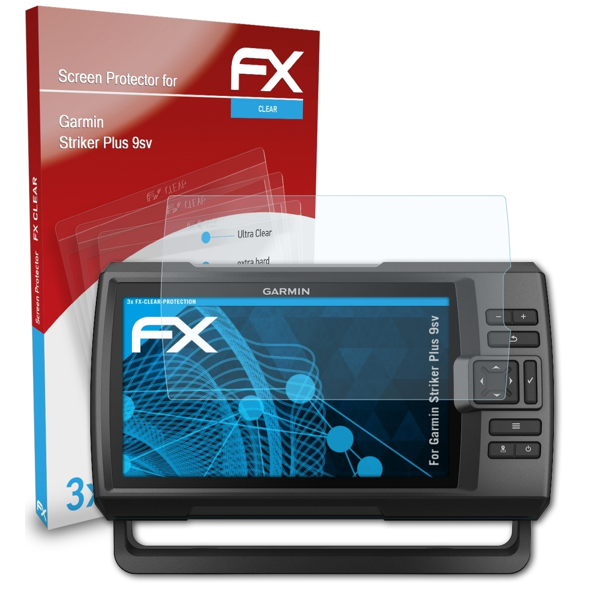 ATFOLIX 3x FX-Clear Displayschutz(für Garmin Plus Striker 9sv)