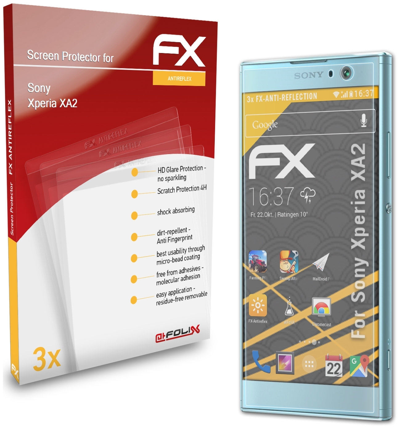 ATFOLIX Sony XA2) FX-Antireflex 3x Xperia Displayschutz(für
