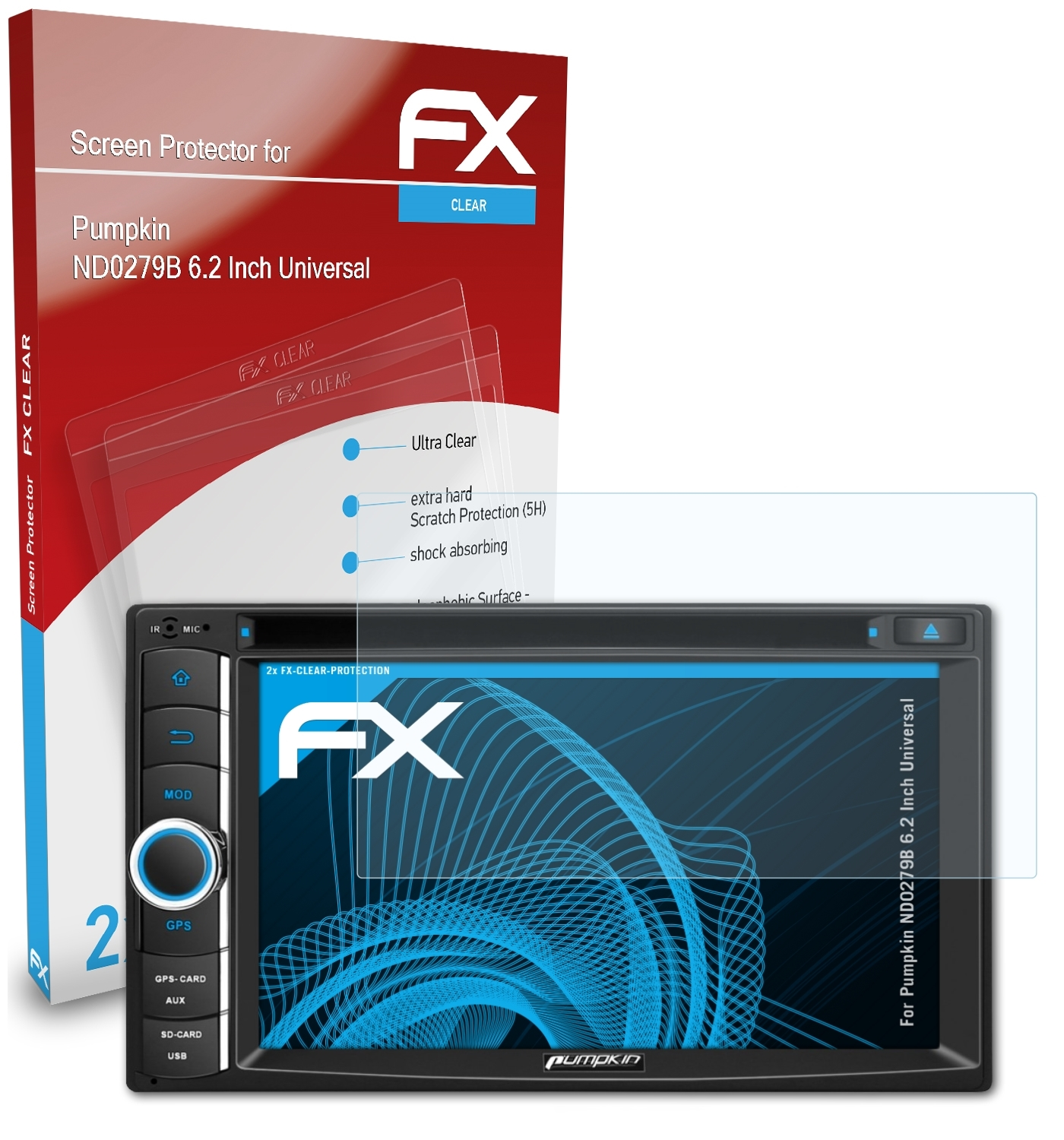 ATFOLIX 2x FX-Clear Displayschutz(für ND0279B Inch 6.2 Pumpkin (Universal))