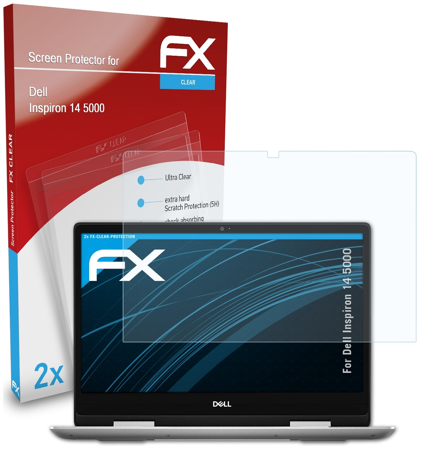 ATFOLIX 2x Dell Displayschutz(für Inspiron FX-Clear 14 5000)