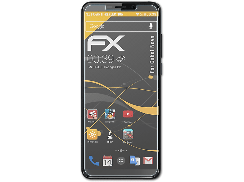 ATFOLIX 3x FX-Antireflex Displayschutz(für Cubot Nova)