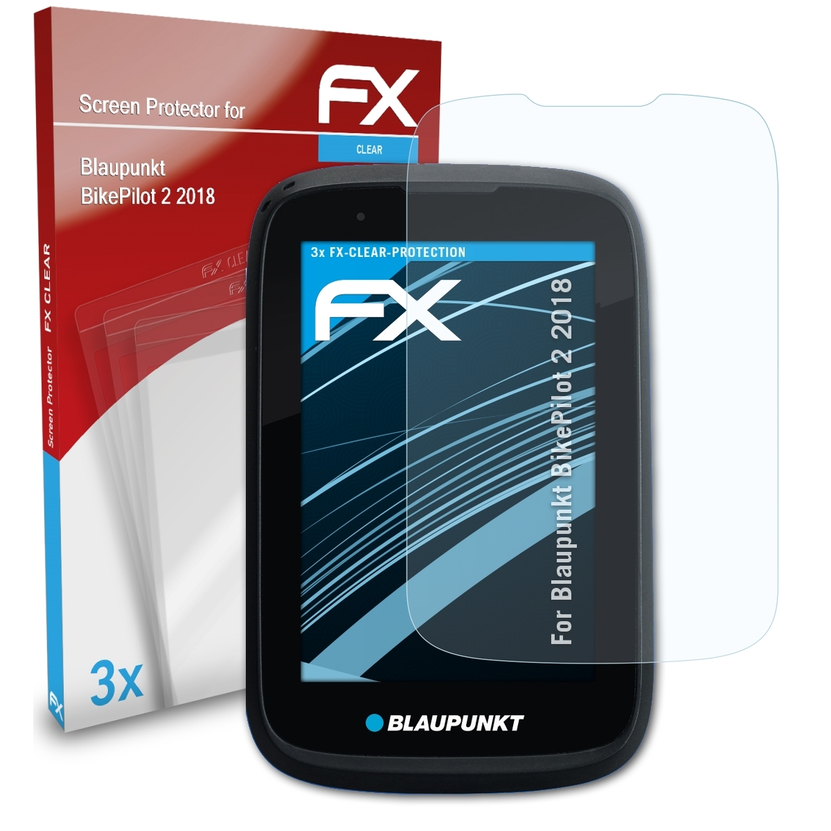 3x (2018)) ATFOLIX FX-Clear 2 Displayschutz(für BikePilot Blaupunkt