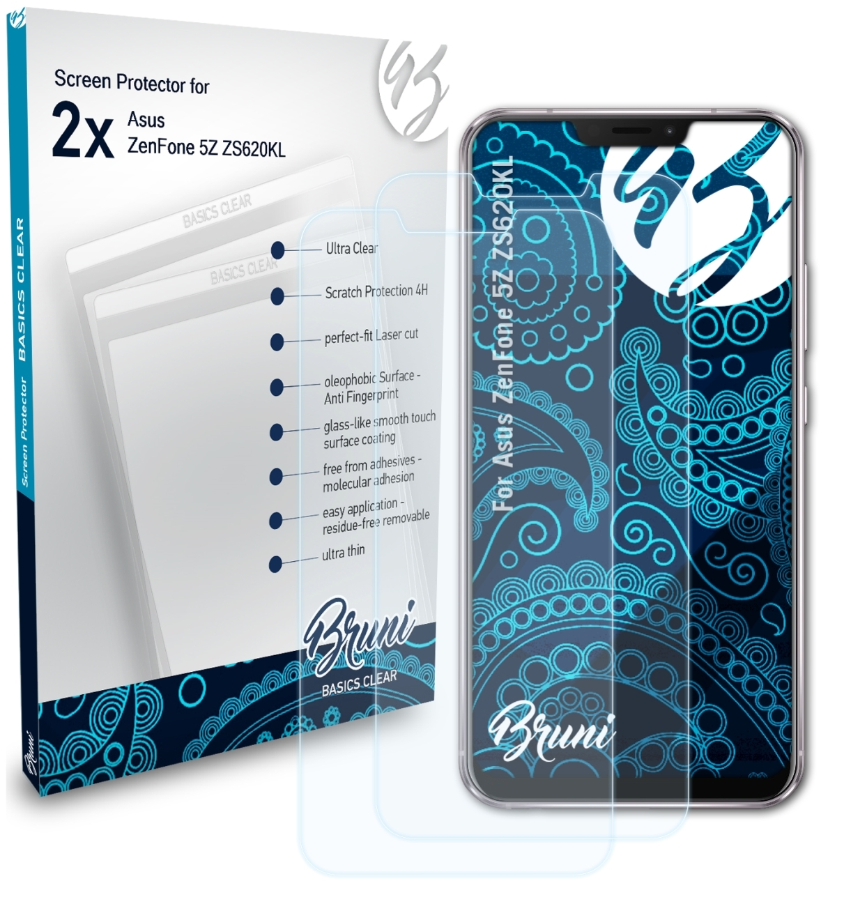 Asus (ZS620KL)) BRUNI ZenFone Basics-Clear 2x 5Z Schutzfolie(für