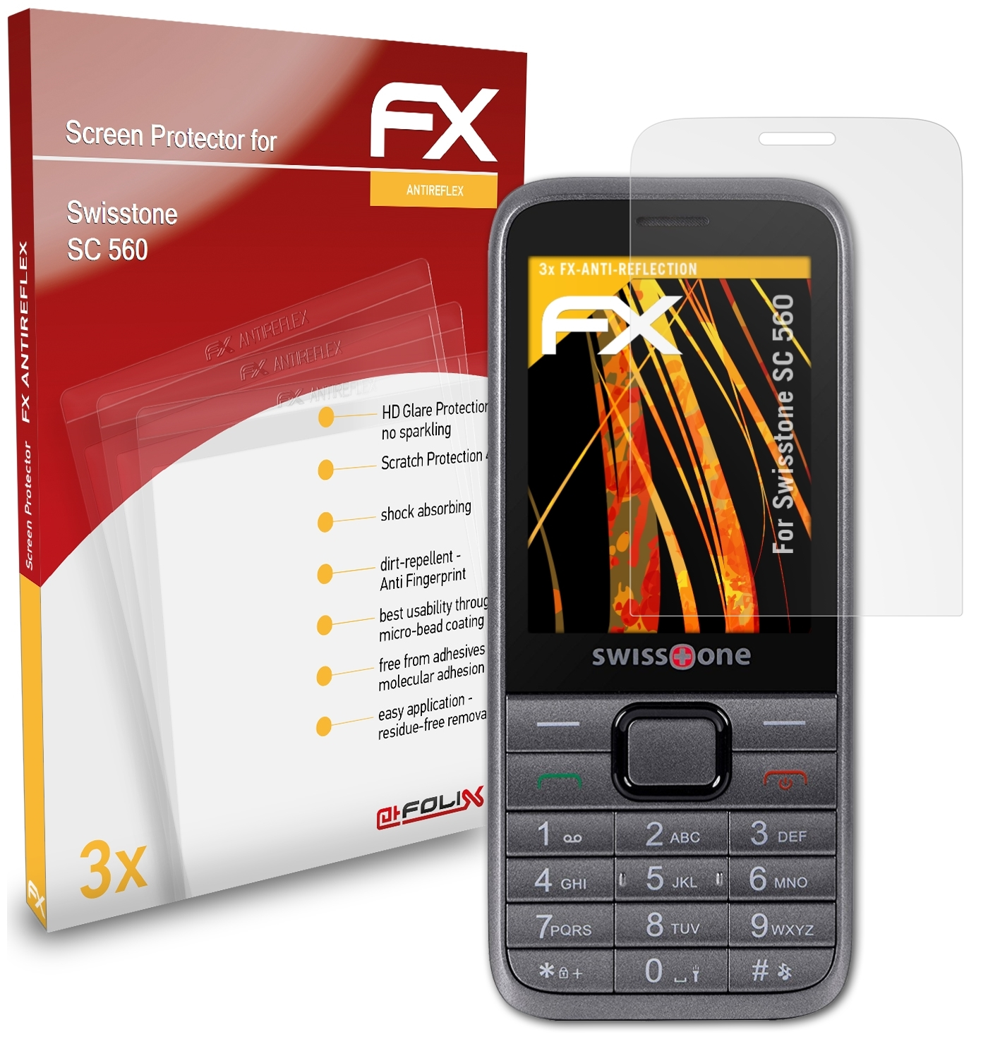ATFOLIX 3x FX-Antireflex Displayschutz(für Swisstone 560) SC