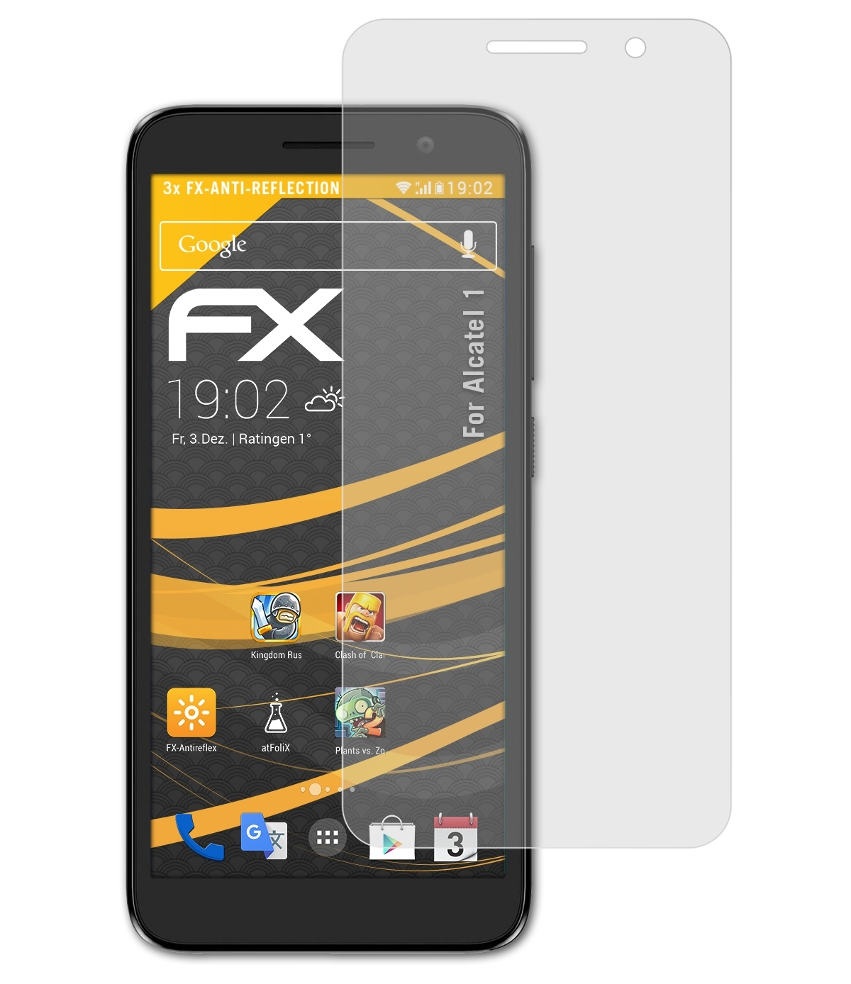 ATFOLIX 3x Alcatel FX-Antireflex Displayschutz(für 1)