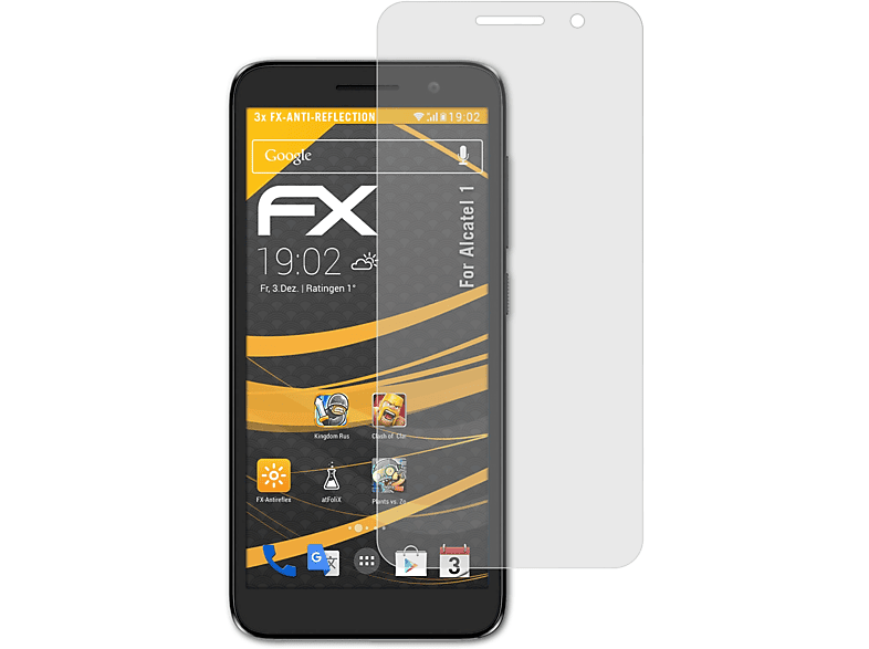ATFOLIX 3x FX-Antireflex Displayschutz(für Alcatel 1)