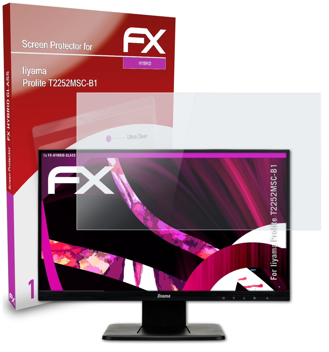 ATFOLIX FX-Hybrid-Glass Schutzglas(für Iiyama T2252MSC-B1) Prolite