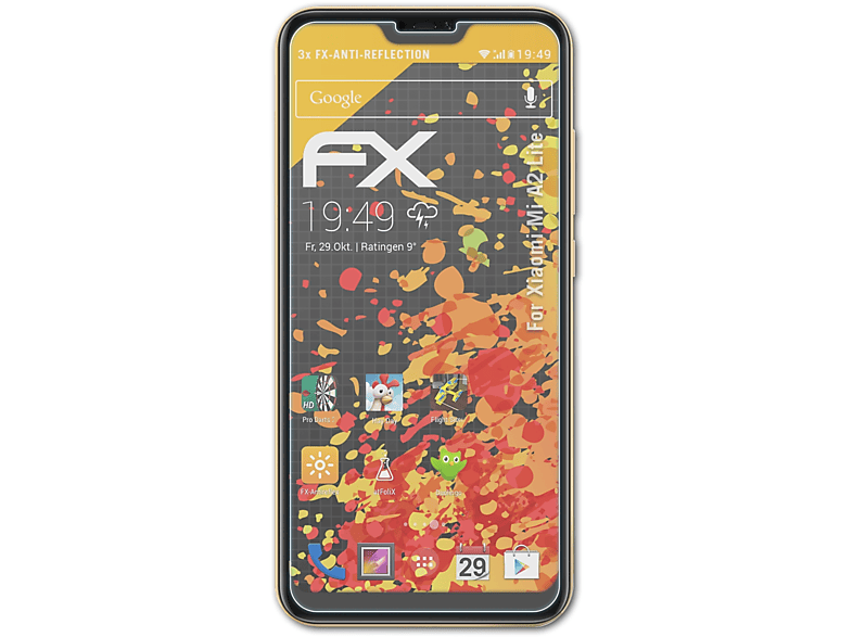 ATFOLIX 3x FX-Antireflex Displayschutz(für Xiaomi Mi A2 Lite)