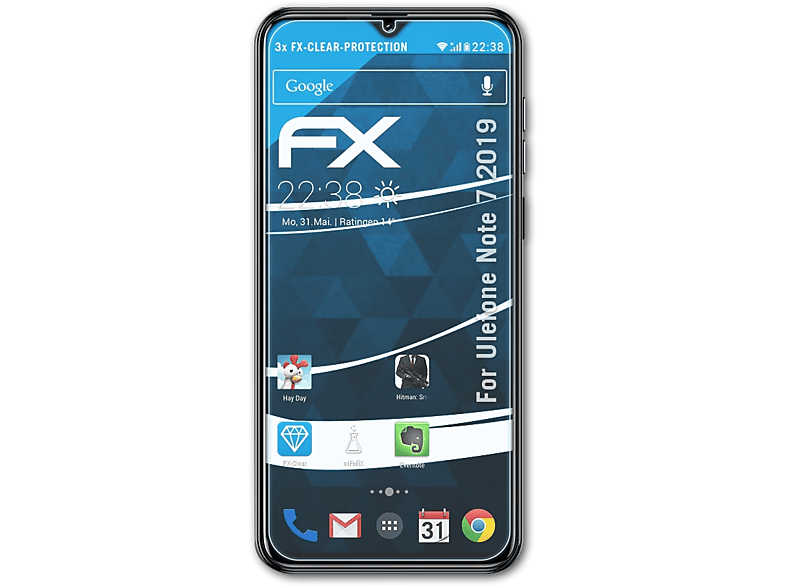 7 ATFOLIX (2019)) Note 3x FX-Clear Displayschutz(für Ulefone