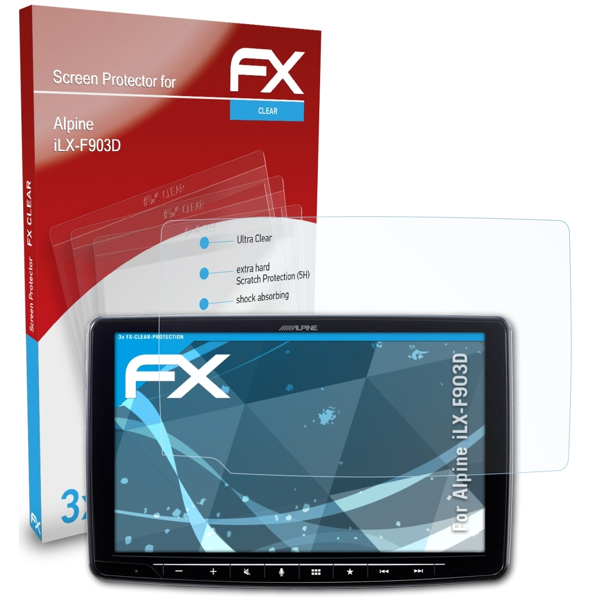ATFOLIX FX-Clear Alpine 3x Displayschutz(für iLX-F903D)