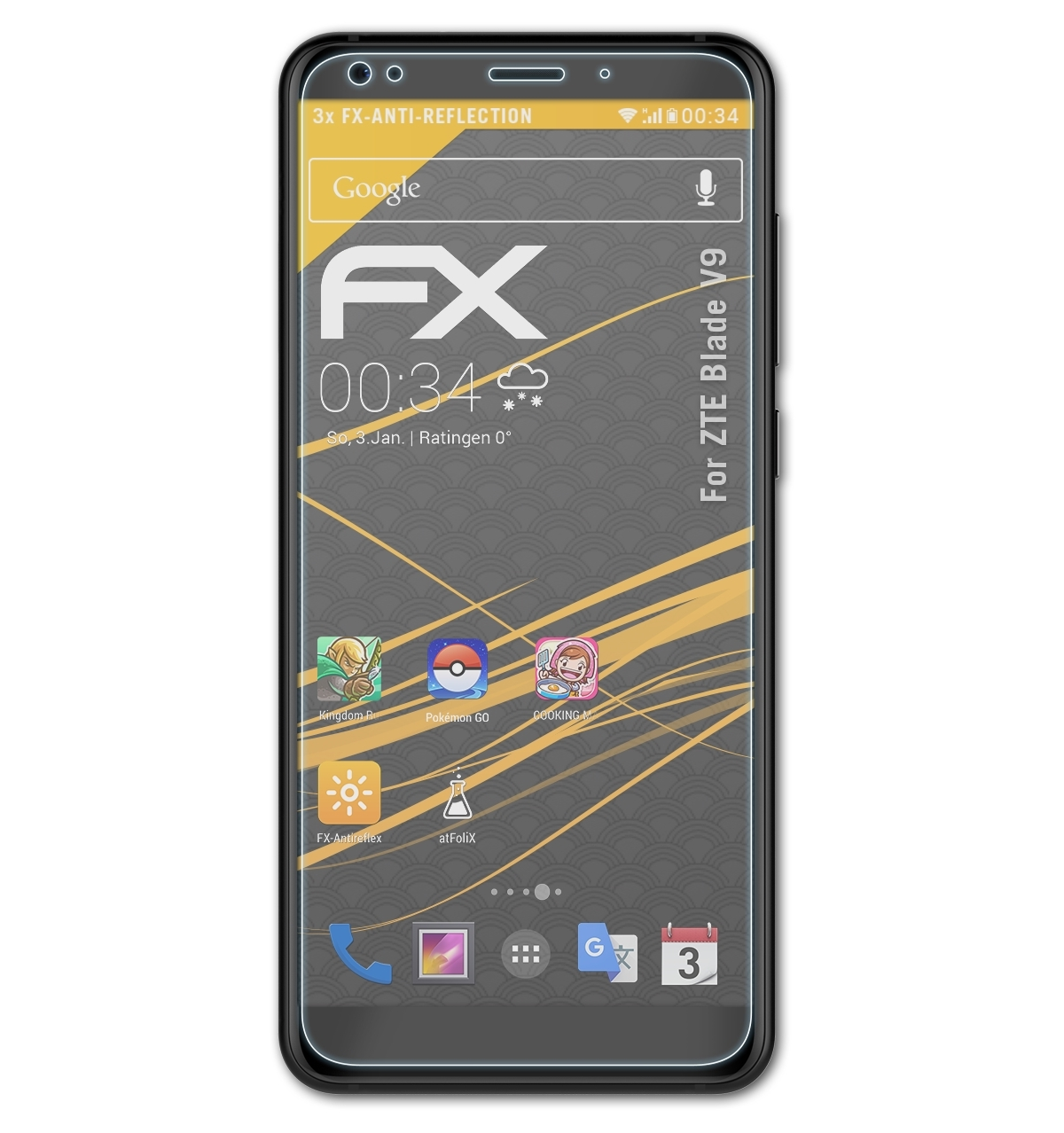 ZTE FX-Antireflex 3x Displayschutz(für ATFOLIX V9) Blade