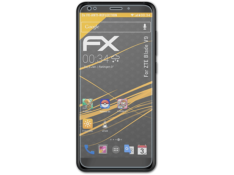 ZTE FX-Antireflex V9) Blade 3x Displayschutz(für ATFOLIX