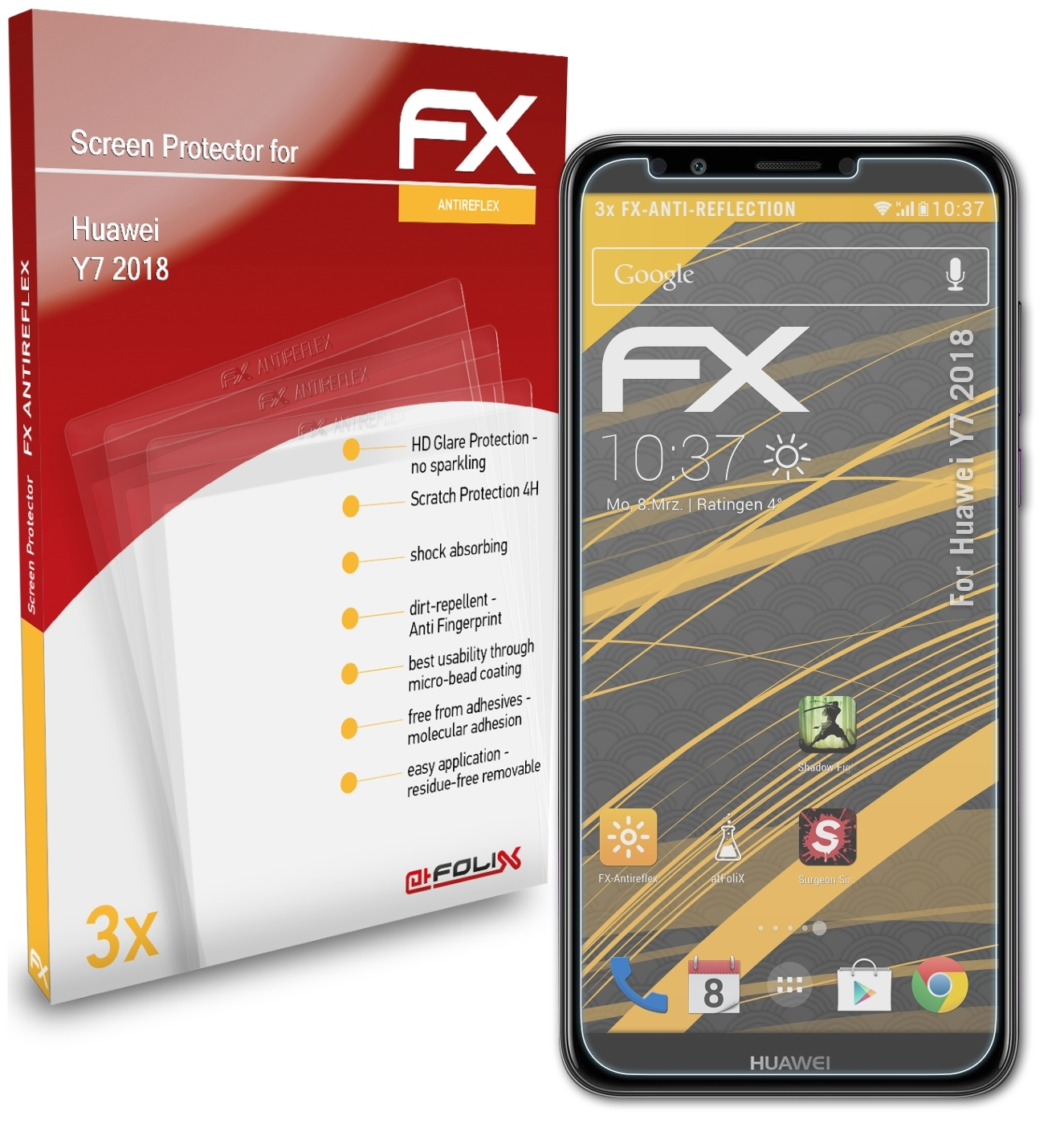 2018) Y7 Huawei ATFOLIX Displayschutz(für FX-Antireflex 3x