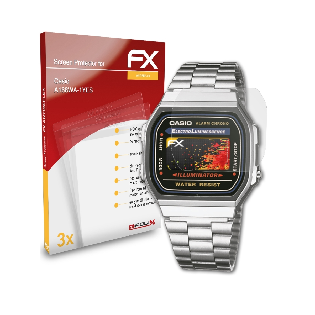 ATFOLIX 3x FX-Antireflex Displayschutz(für A168WA-1YES) Casio