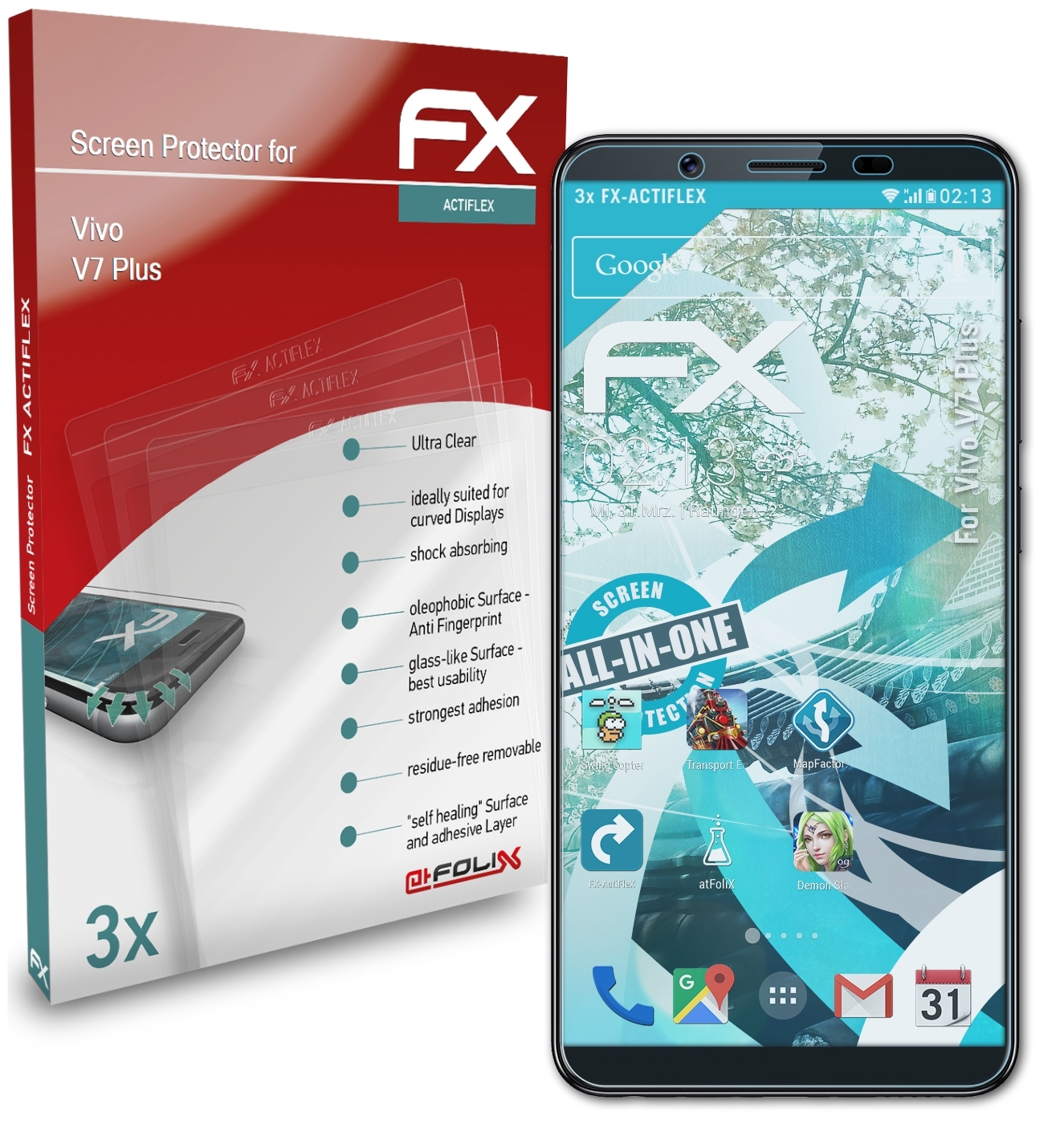 ATFOLIX Vivo Displayschutz(für FX-ActiFleX V7 Plus) 3x