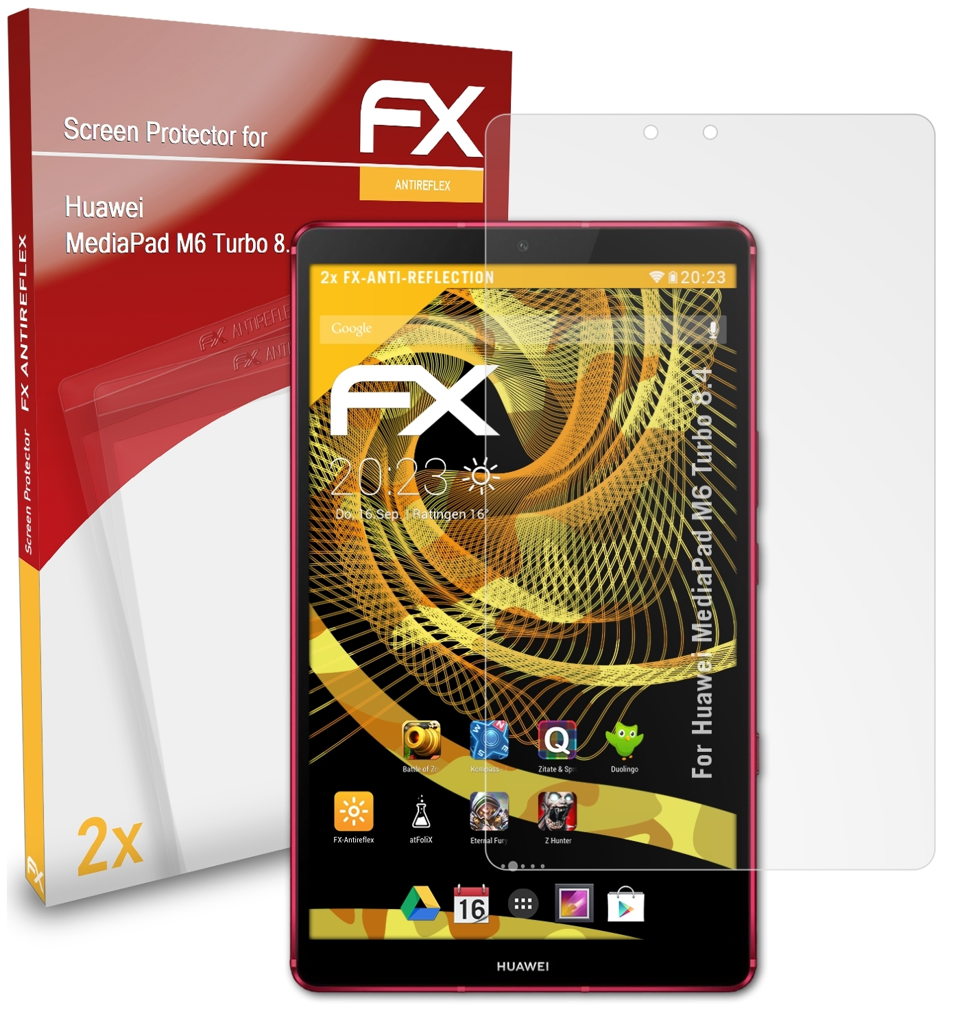 2x MediaPad ATFOLIX M6 FX-Antireflex 8.4) Displayschutz(für Turbo Huawei