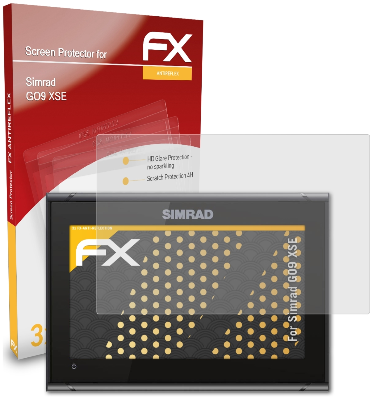 ATFOLIX 3x Simrad GO9 Displayschutz(für FX-Antireflex XSE)