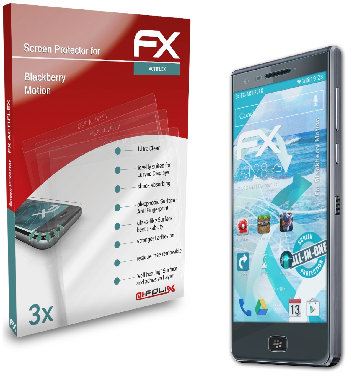 ATFOLIX 3x FX-ActiFleX Displayschutz(für Blackberry Motion)