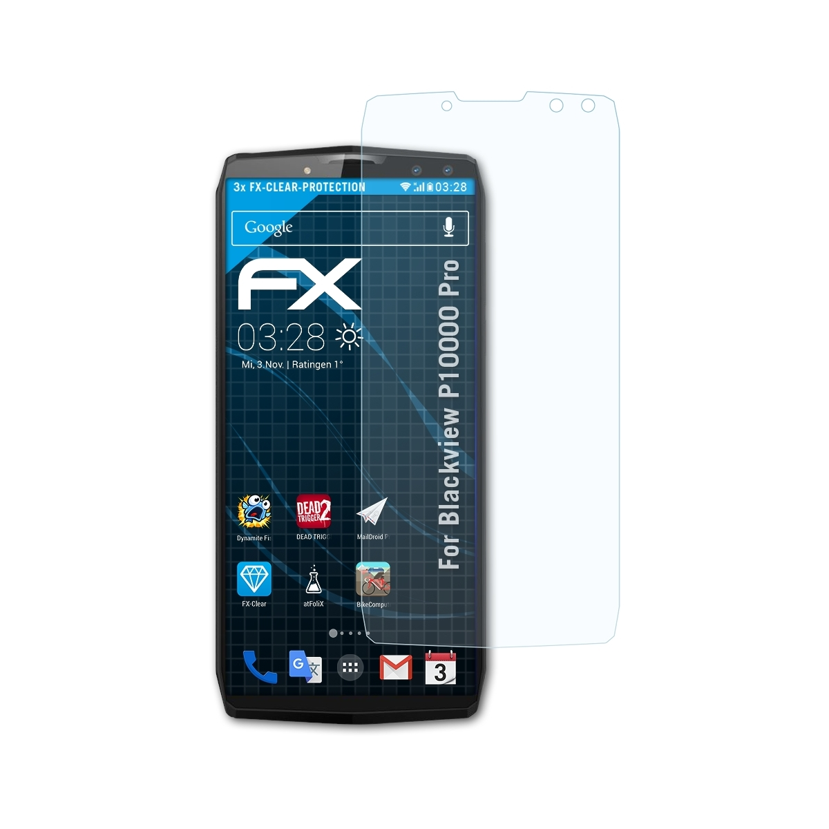 3x ATFOLIX Blackview Displayschutz(für FX-Clear P10000 Pro)