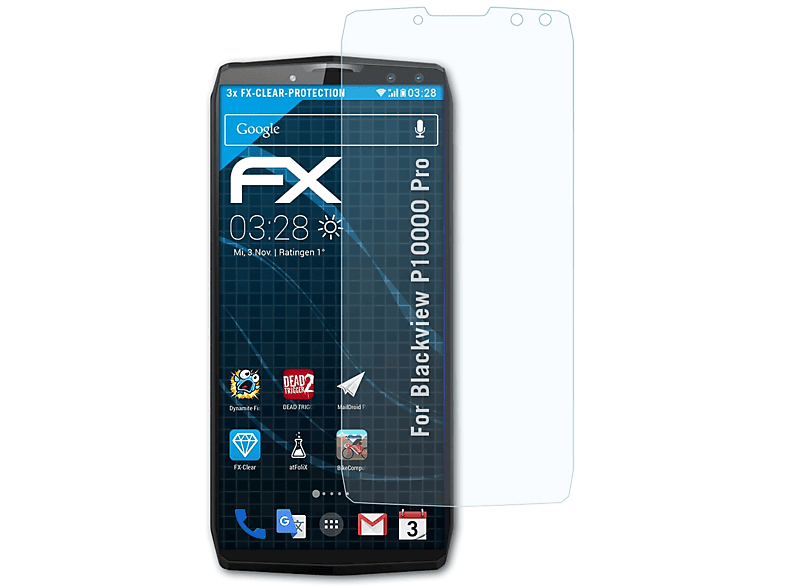 ATFOLIX 3x FX-Clear Displayschutz(für Blackview P10000 Pro)