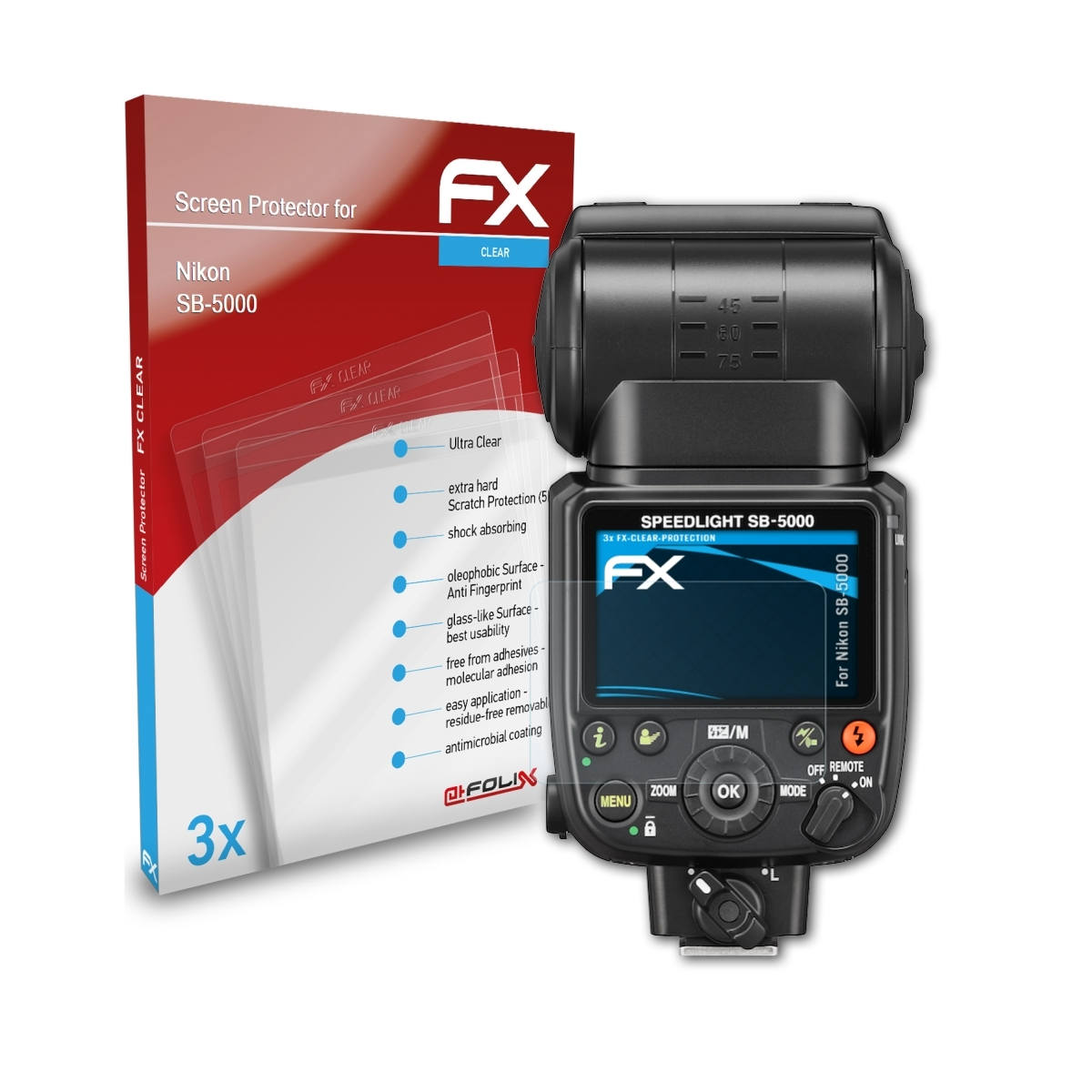 ATFOLIX 3x FX-Clear Displayschutz(für Nikon SB-5000)