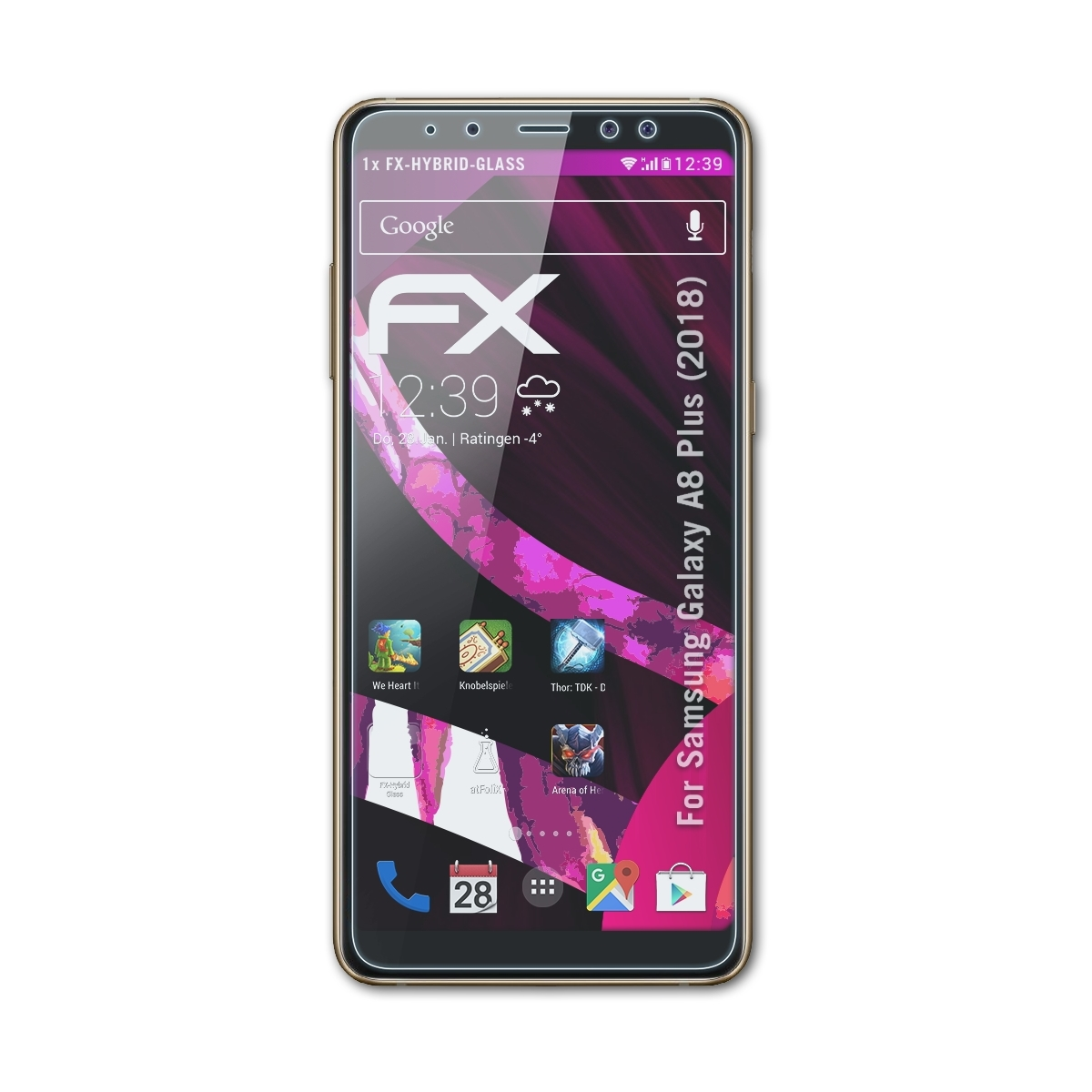 A8 FX-Hybrid-Glass (2018)) Samsung Plus Galaxy Schutzglas(für ATFOLIX