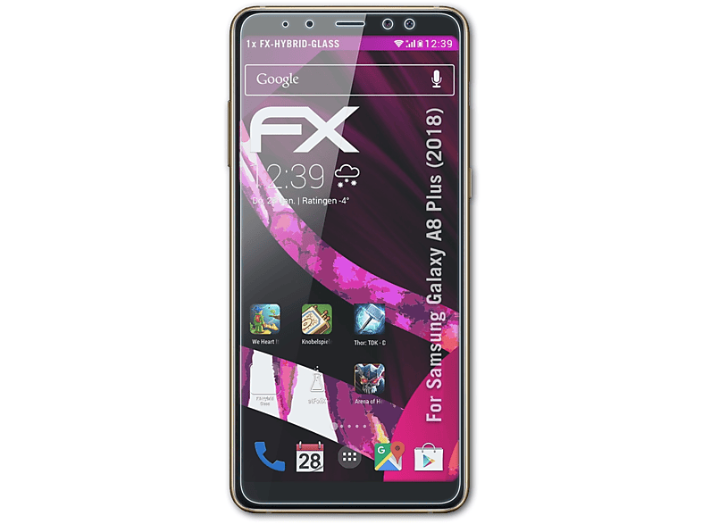 ATFOLIX FX-Hybrid-Glass Schutzglas(für Plus (2018)) A8 Galaxy Samsung