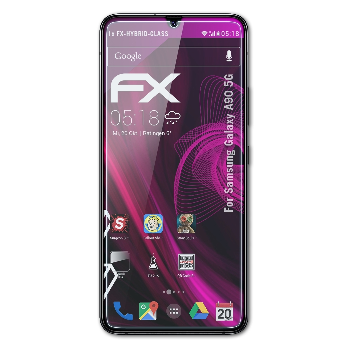 Schutzglas(für Galaxy FX-Hybrid-Glass Samsung A90 ATFOLIX 5G)