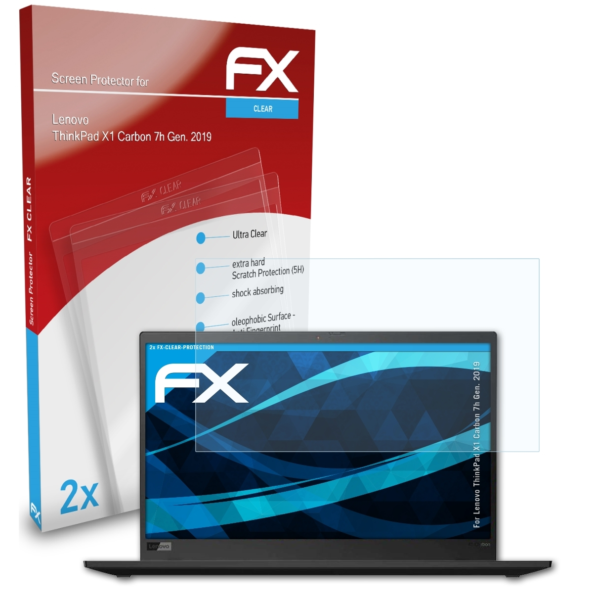X1 Gen. ATFOLIX ThinkPad Carbon Displayschutz(für Lenovo 2x (7h FX-Clear 2019))