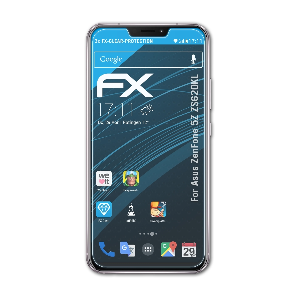 ZenFone Asus FX-Clear Displayschutz(für ATFOLIX (ZS620KL)) 3x 5Z