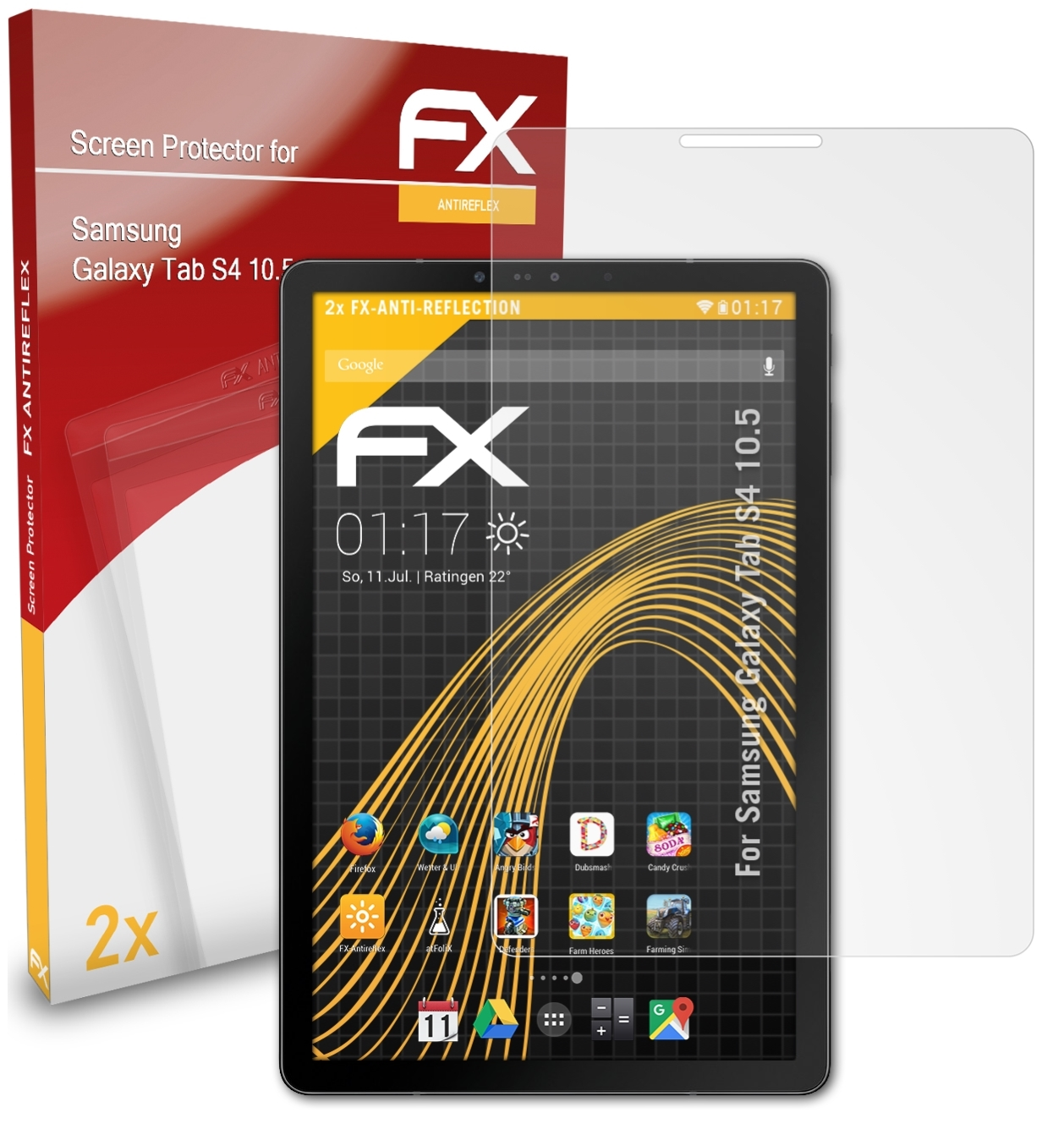 Galaxy Displayschutz(für Samsung 2x ATFOLIX FX-Antireflex S4 10.5) Tab