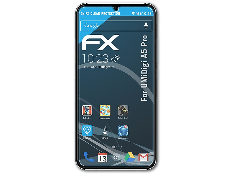 A5 Displayschutz(für UMiDigi FX-Clear ATFOLIX Pro) 3x