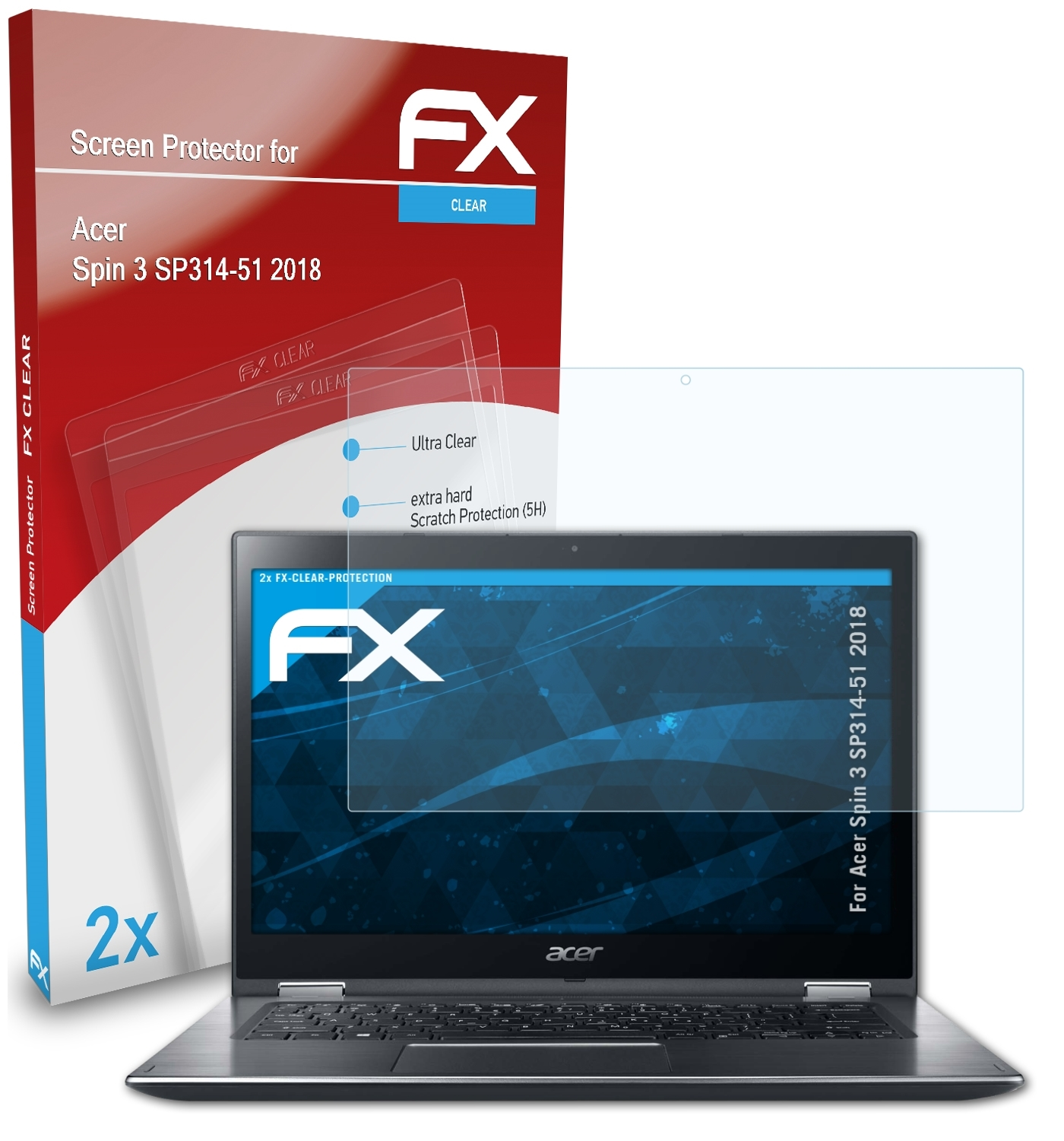 FX-Clear Spin Displayschutz(für 3 SP314-51 (2018)) ATFOLIX 2x Acer