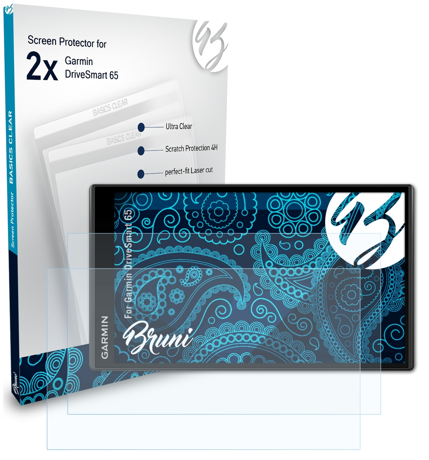 Basics-Clear DriveSmart 2x Garmin BRUNI Schutzfolie(für 65)