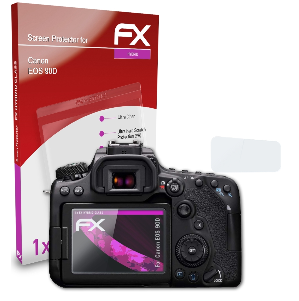 ATFOLIX FX-Hybrid-Glass Canon 90D) Schutzglas(für EOS