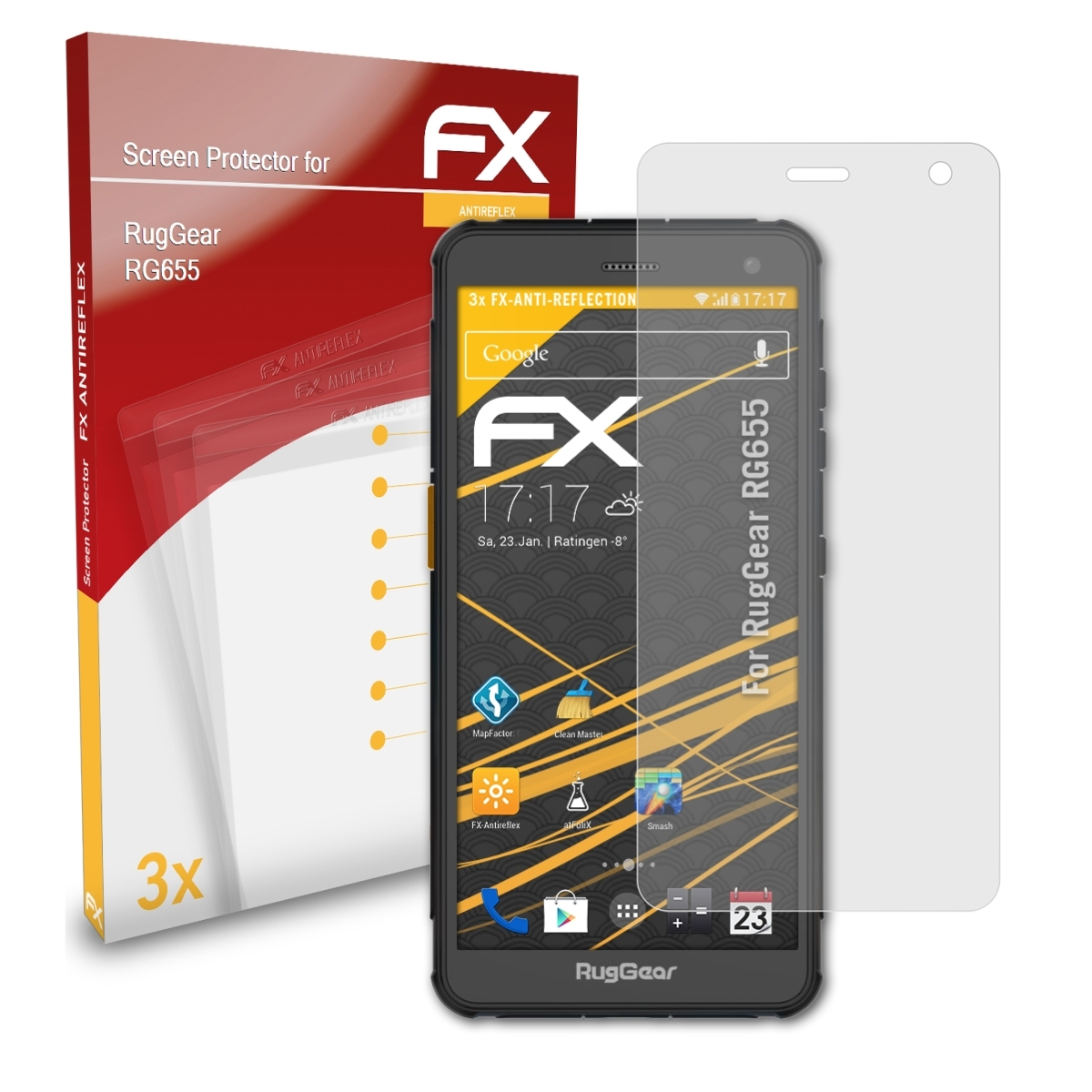 ATFOLIX RugGear FX-Antireflex 3x RG655) Displayschutz(für