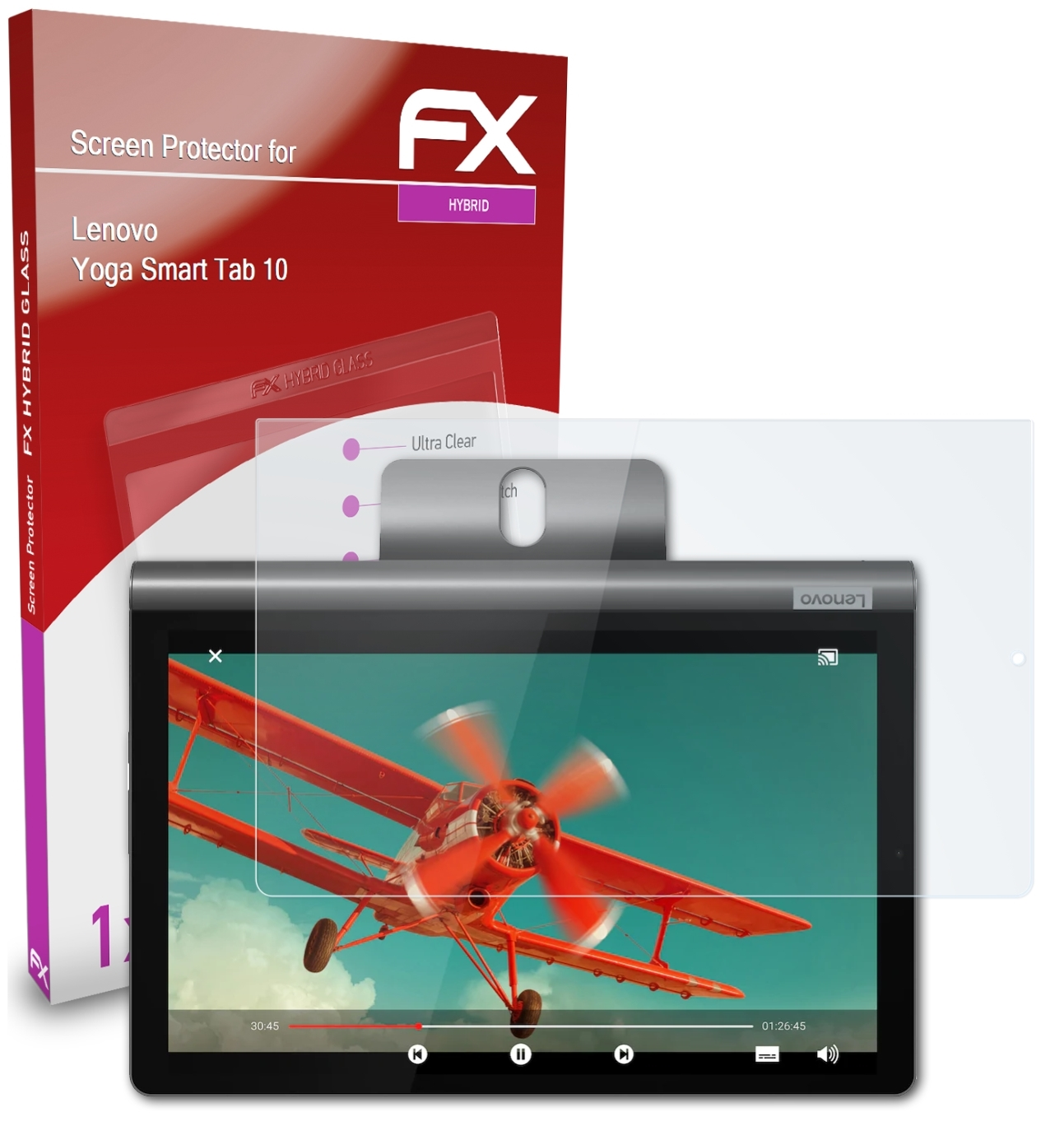 ATFOLIX FX-Hybrid-Glass Schutzglas(für Lenovo 10) Tab Smart Yoga