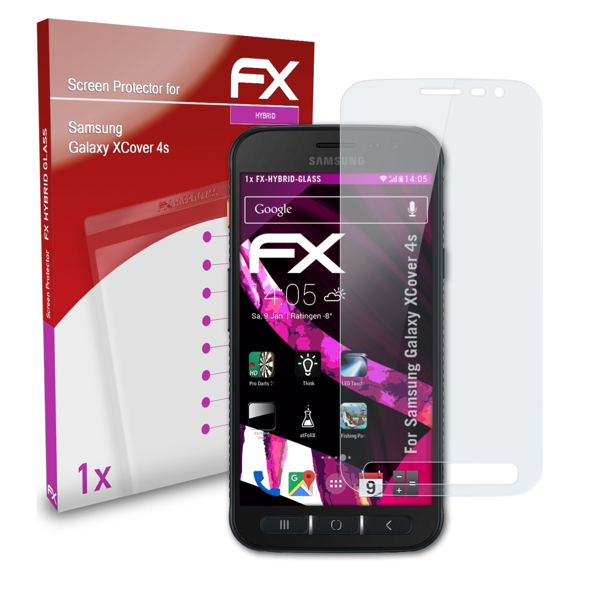 ATFOLIX XCover Schutzglas(für Galaxy 4s) Samsung FX-Hybrid-Glass