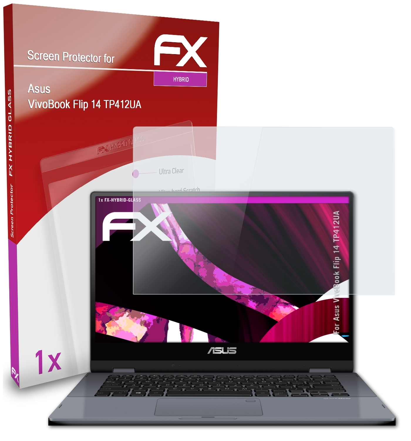 VivoBook Flip 14 FX-Hybrid-Glass Asus ATFOLIX Schutzglas(für (TP412UA))