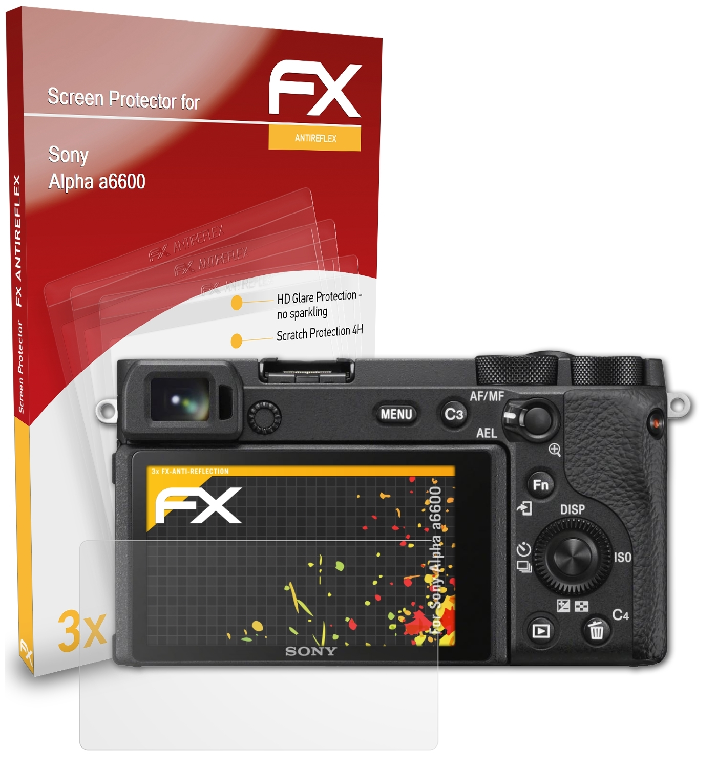 ATFOLIX 3x FX-Antireflex Alpha Displayschutz(für a6600) Sony