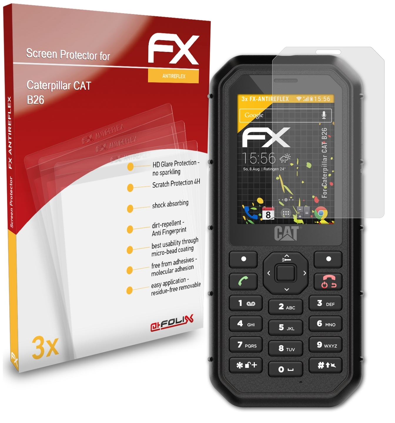 ATFOLIX 3x B26) CAT FX-Antireflex Displayschutz(für Caterpillar