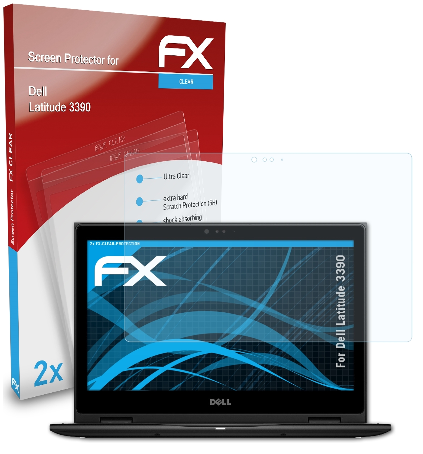 2x ATFOLIX 3390) Displayschutz(für Latitude Dell FX-Clear
