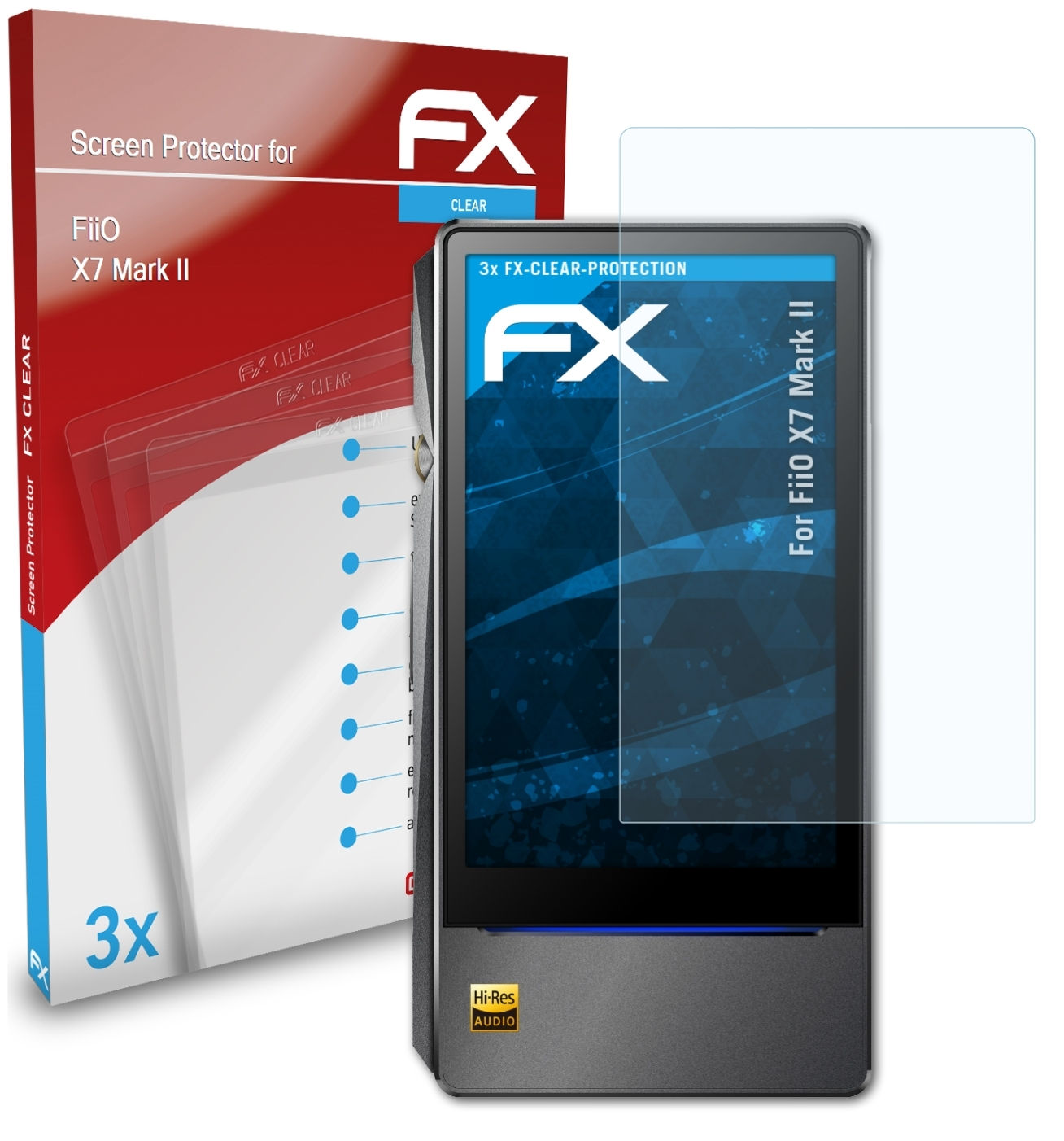 ATFOLIX II) 3x Displayschutz(für Mark FX-Clear FiiO X7