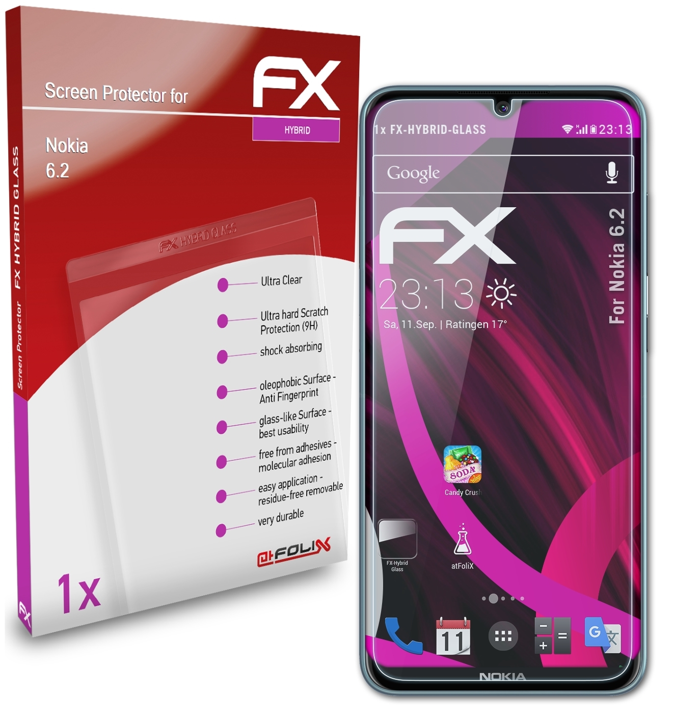 FX-Hybrid-Glass Nokia 6.2) ATFOLIX Schutzglas(für