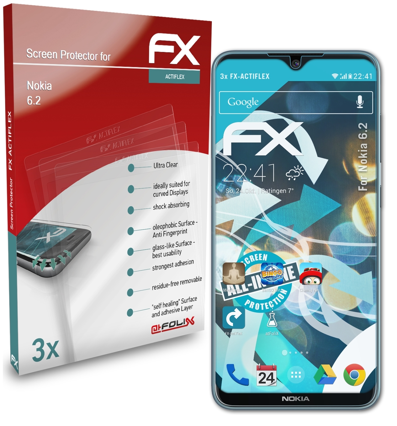 6.2) Displayschutz(für 3x ATFOLIX FX-ActiFleX Nokia