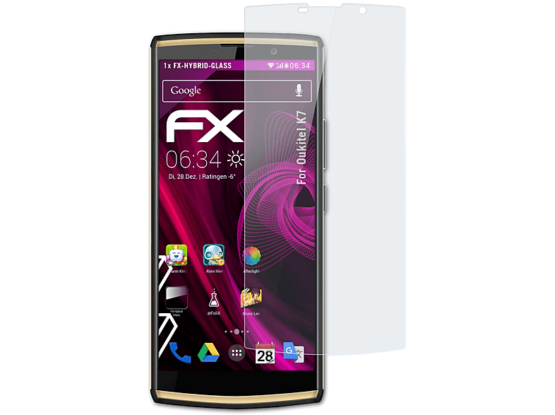 Protecteur D'écran AtFoliX FX-Hybrid-Glass 9H Pour Oukitel K7 - Anti-choc Et Anti-rayures