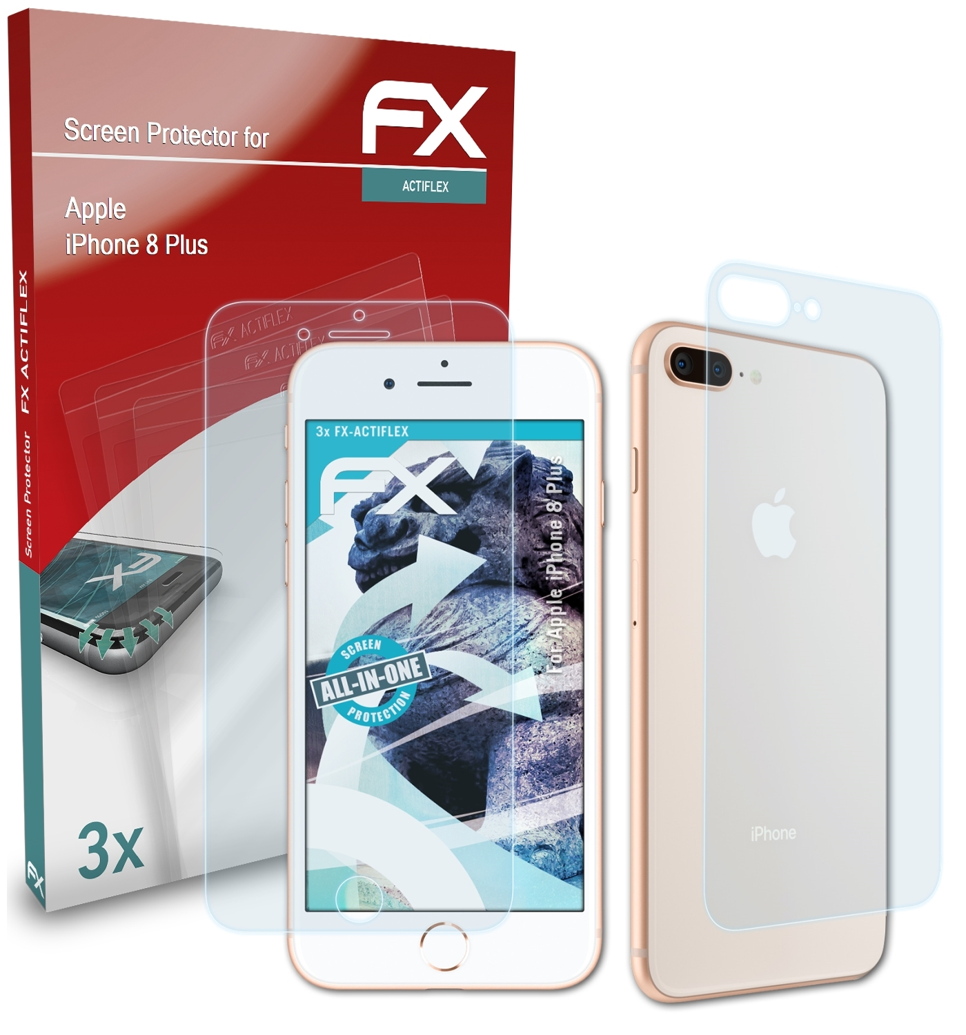 ATFOLIX 3x FX-ActiFleX iPhone 8 Apple Plus) Displayschutz(für